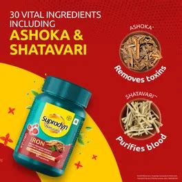 Buy Supradyn Naturals Iron with Ashoka & Shatavari, 30 Tablets | 19 ...