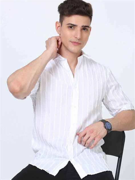 Buy Modern White Thread Cut Slim Fit Shirts Online In India