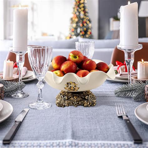 Buy Awarmbe 11 Inch Ceramic Fruit Bowl, Fruit Bowl With Chic Pedestal ...