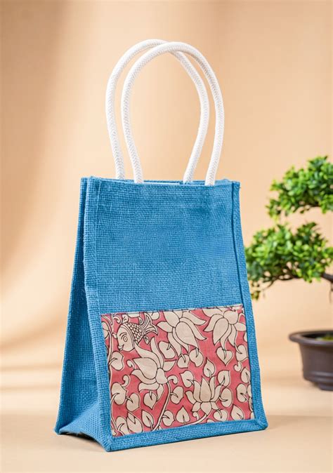 Kalamkari Jute Bag with Rope Handles - W2149 – Wedtree