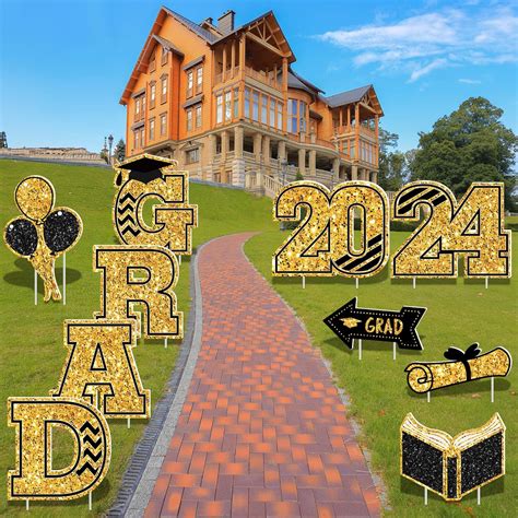 HOVACY Graduation Yard Signs, Black Gold Graduation Class India | Ubuy