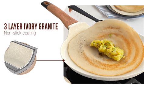Buy BERGNER Ivory Granite Non-Stick 28cm Dosa Tawa, 3-Layer Marble ...