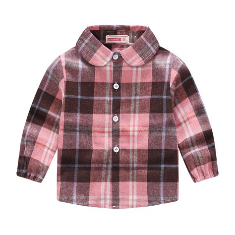 Coerni Toddler Girls Flannel Shirt Button Down Lapel Shacket Blouse ...