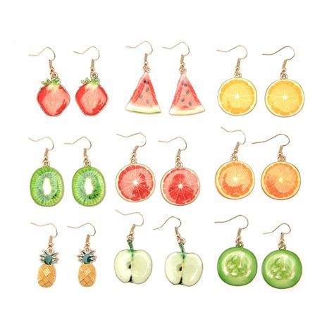 Buy Fun Assorted Fruit Earrings for Women - Kiwi, Watermelon, Lemon ...