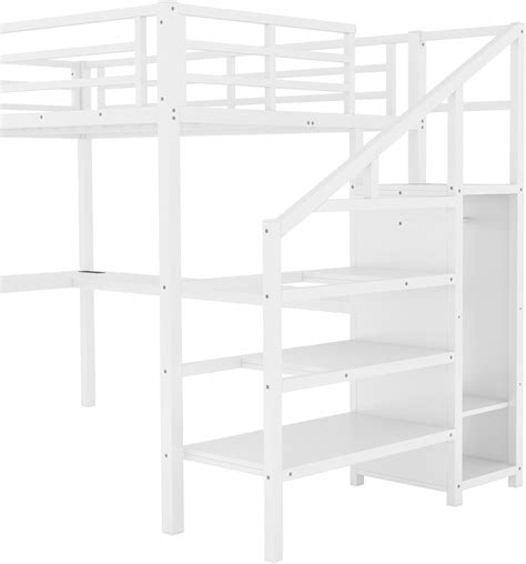 Bellemave Full Loft Bed with Stairs and Wardrobe, Full Size India | Ubuy