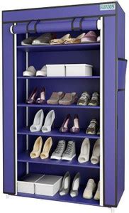 Chalia CHALIA 6 LAYER SHOES RACK With COVER(BLUE) Plastic Collapsible ...