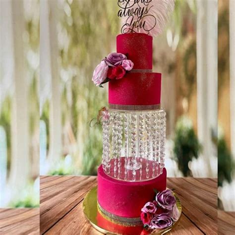 OM KRAFT Clear Acrylic Cake Decor Spacer with LED Lights - Tiered Cake ...
