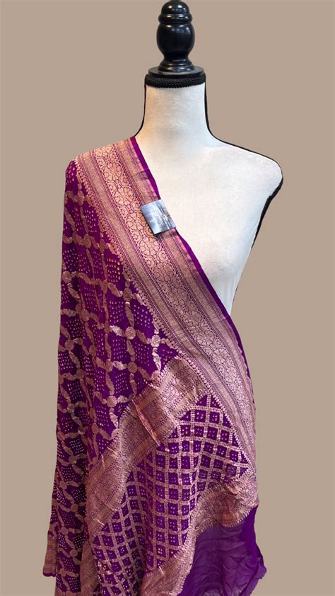 Pure Georgette Banarasi Bandhej Handloom Dupatta — The Handlooms
