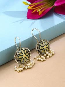 Flipkart.com - Buy YELLOW CHIMES Gold Plated Green Meenakari Chandbali ...
