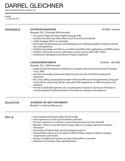 HR Generalist Resume Samples | Velvet Jobs