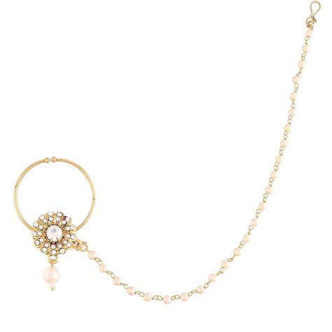 Buy I Jewels Gold Plated Traditional Ethnic Bridal Nose Ring/Nath ...
