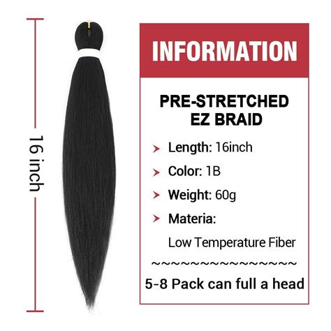 Buy Braiding Hair Pre stretched 16inch 8packs Pre stretched Braiding ...
