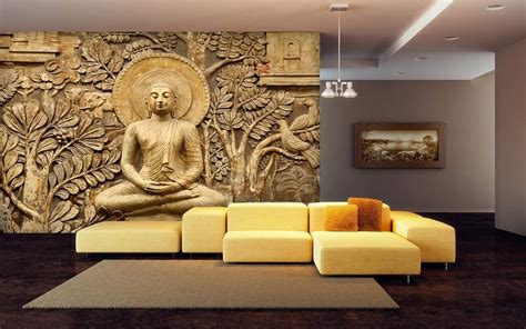 999store 3D Golden Meditating Buddha Mural Wallpaper (Non Woven_3x4 ...