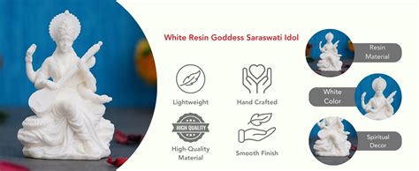Buy eCraftIndia White Resin Goddess Saraswati Idol Playing Veena ...