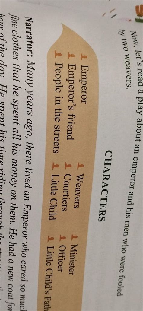 all characters of the story the emperor's new clothes class 4 ICSE ...