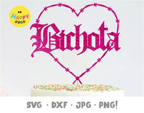 Buy Bichota Heart Wireframe Cake Topper SVG, Cake Topper Files for ...
