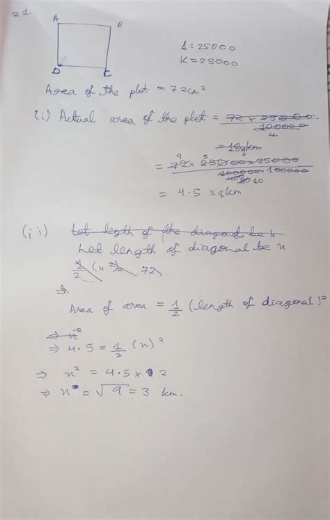 themap21. A map of a square plot of land is drawn to a scale 1 : 25000 ...