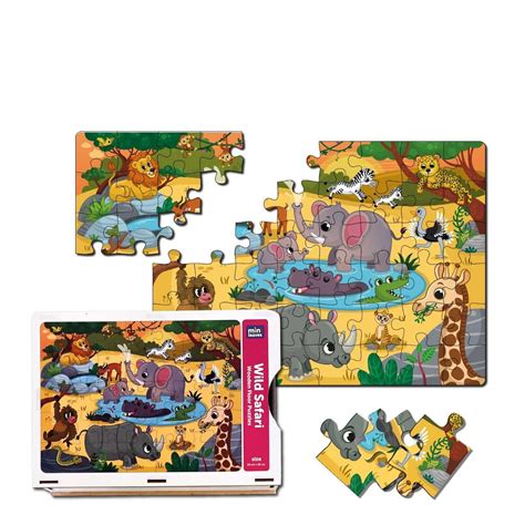 Wild Safari 48 Pieces Wooden Floor Puzzles – Mini Leaves