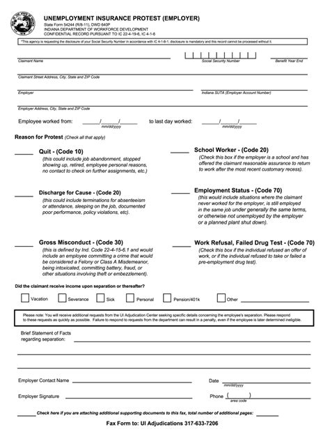 2011 Form IN 54244 / DWD 640P - Blank Fillable Template | Fill Out ...