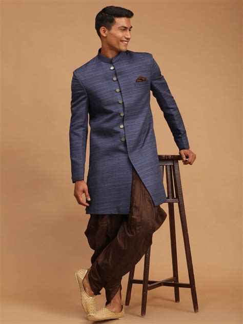VASTRAMAY Men's Navy Blue Sherwani Set – vastramay