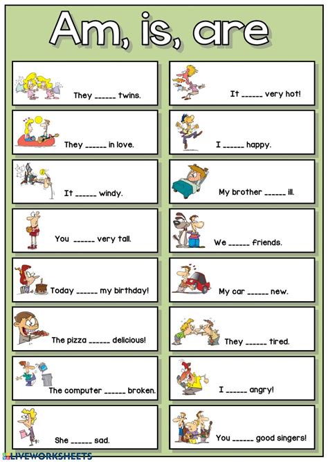 Am, is, are - Ficha interactiva | English grammar worksheets, English ...