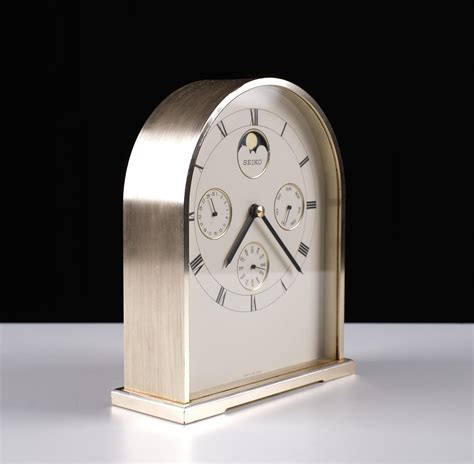 Seiko Table Clock from the 1980's, in Brass, with Roman Numerals at 1stDibs