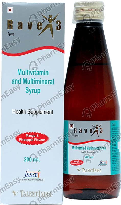 Buy Rave 3 Mango And Pineapple Flavour Bottle Of 200ml Syrup Online at ...