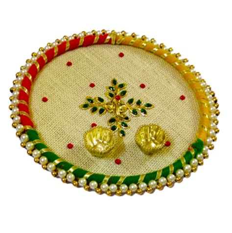 DMS RETAIL Acrylic Peacock Pooja Thali with Kumkum Holder Decorative R ...