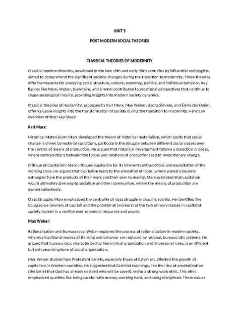 Sociology-III UNIT 3: Conflict Theories and Their Evolution - Studocu