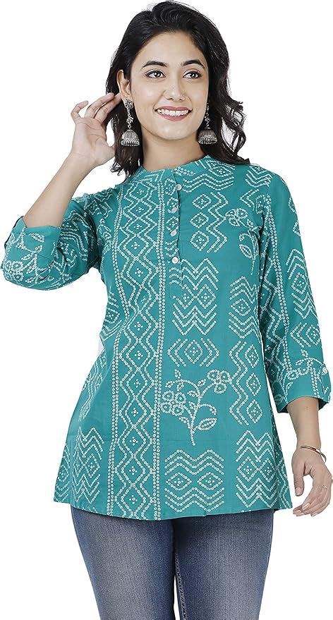Buy SIDDHANAM Trendy Cotton Printed Green Casual wear top at Amazon.in