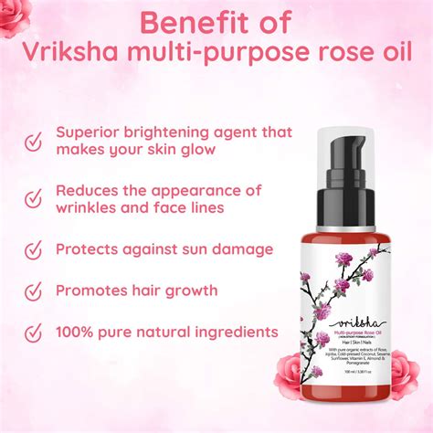 Buy VRIKSHA MULTI PURPOSE ROSE OIL FOR FACE, SKIN, HAIR & NAILS WITH ...