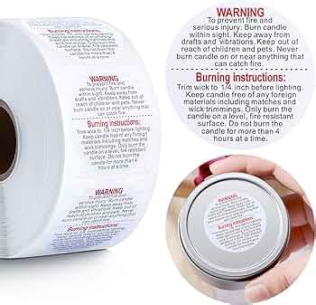 HASTHIP 500 sheet Warning Lable Sticker for Candle Jar Scented Candle ...