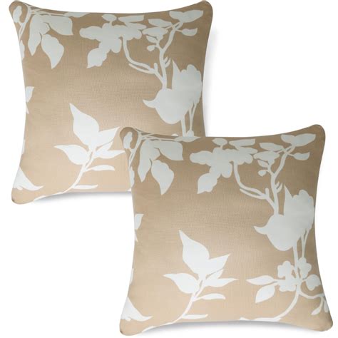 HOKIPO Stretchable Pack of 2 Cushion Cover 16x16 inch, Buff Brown Sill ...