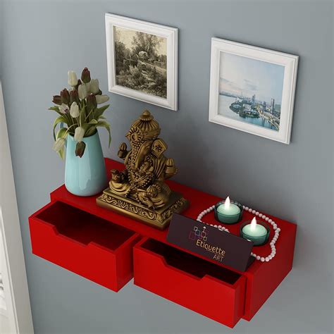 Ereteken ART Wall Mounted Hanging Puja Temple Shelf with Drawer Stylish ...