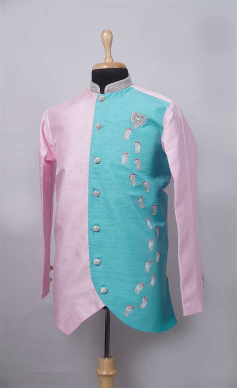 Green & Pink Toes Embroidery in Mens Suit – Anveshana Clothing