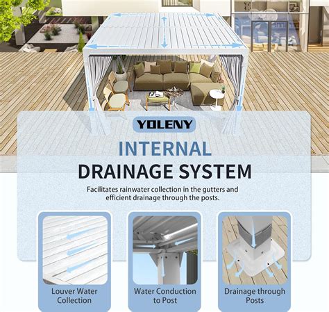 YOLENY Louvered Pergola - 10x10, All Aluminum with India | Ubuy