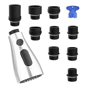 Kitchen Faucet Head Replacement with 9 Adapters, Metal Pull Down Sink ...