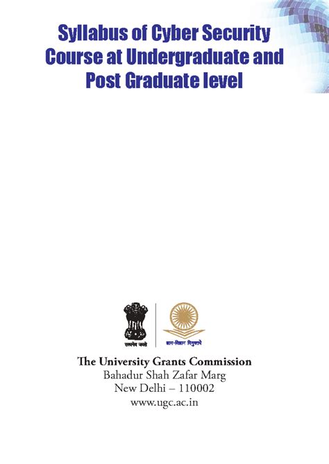 Syllabus for Cyber Security Course (UG & PG) - UGC Guidelines - Studocu