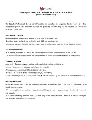 Fillable Online Faculty Professional Development Form Instructions ...