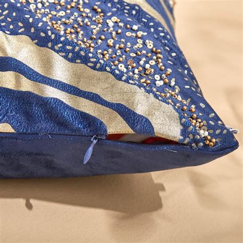 Buy Extravagance Midnight Aura Beaded Cushion Cover - 40x40cm from Home ...