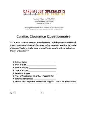 Cardio Clearance Fit To Work - Fill Online, Printable, Fillable, Blank ...