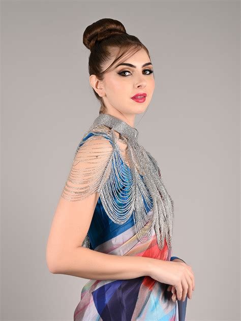 Buy Silver embellished stunning beaded cape Online. – Odette