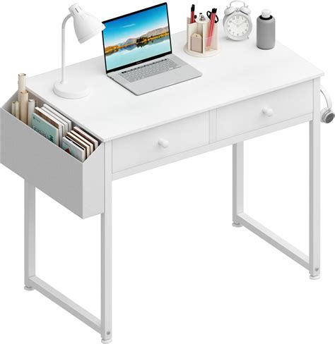 Small White Computer Desk 的图像结果