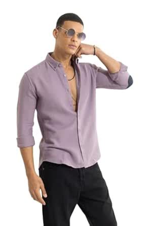 SNITCH Men Shirts | Slim Fit Button Down Collar Textured Design ...