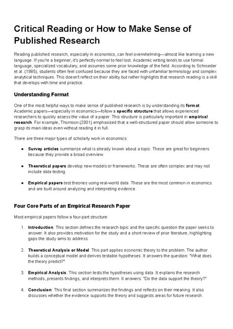 Critical Reading Strategies for Economics Research (Unit2 - Chapter 6 ...