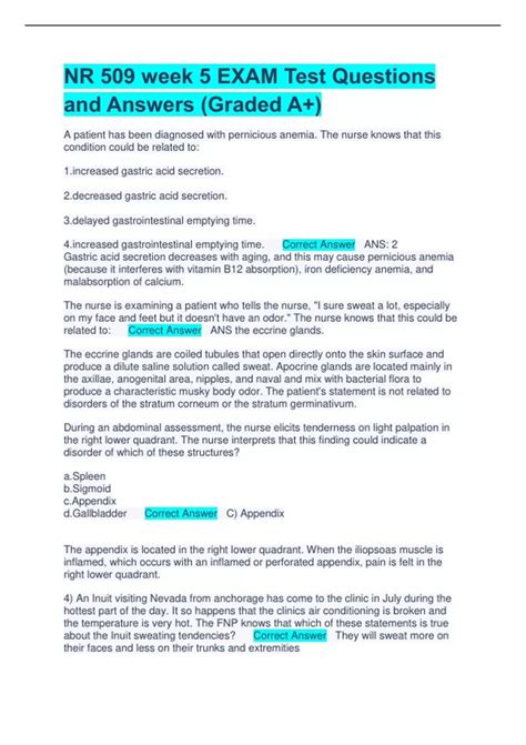 NR 509 week 5 EXAM Test Questions and Answers (Graded A+) - NR 509 ...