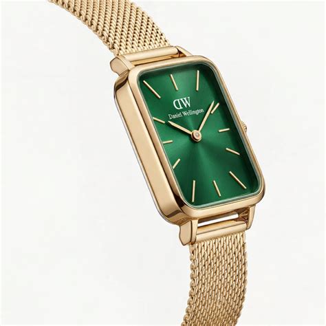 DW Gold Rectangular green Dial Mesh Strap Watch – TRP Collection