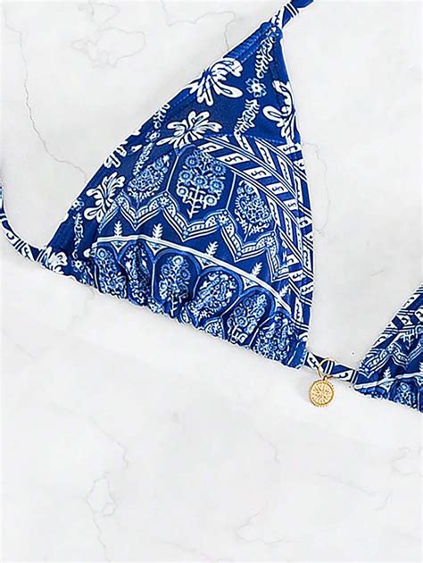 SHEIN Swim Summer Beach Swimwear Top (Random Print) Music Festival for ...