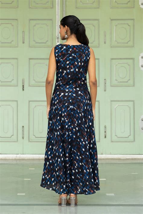 Shop Stylish Indigo Bagru Print Dress For Women At Vishnu