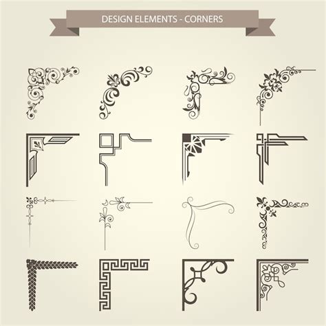 Vintage corner vignettes set - frame border flourish pattern | Premium ...